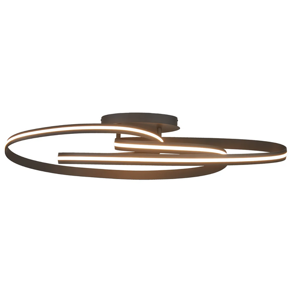 Amble Double Loop Dimmable LED Flush Ceiling Light in Dark Grey
