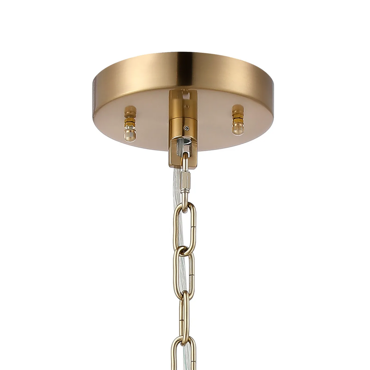 Gold ceiling plate with chain and electrical wire