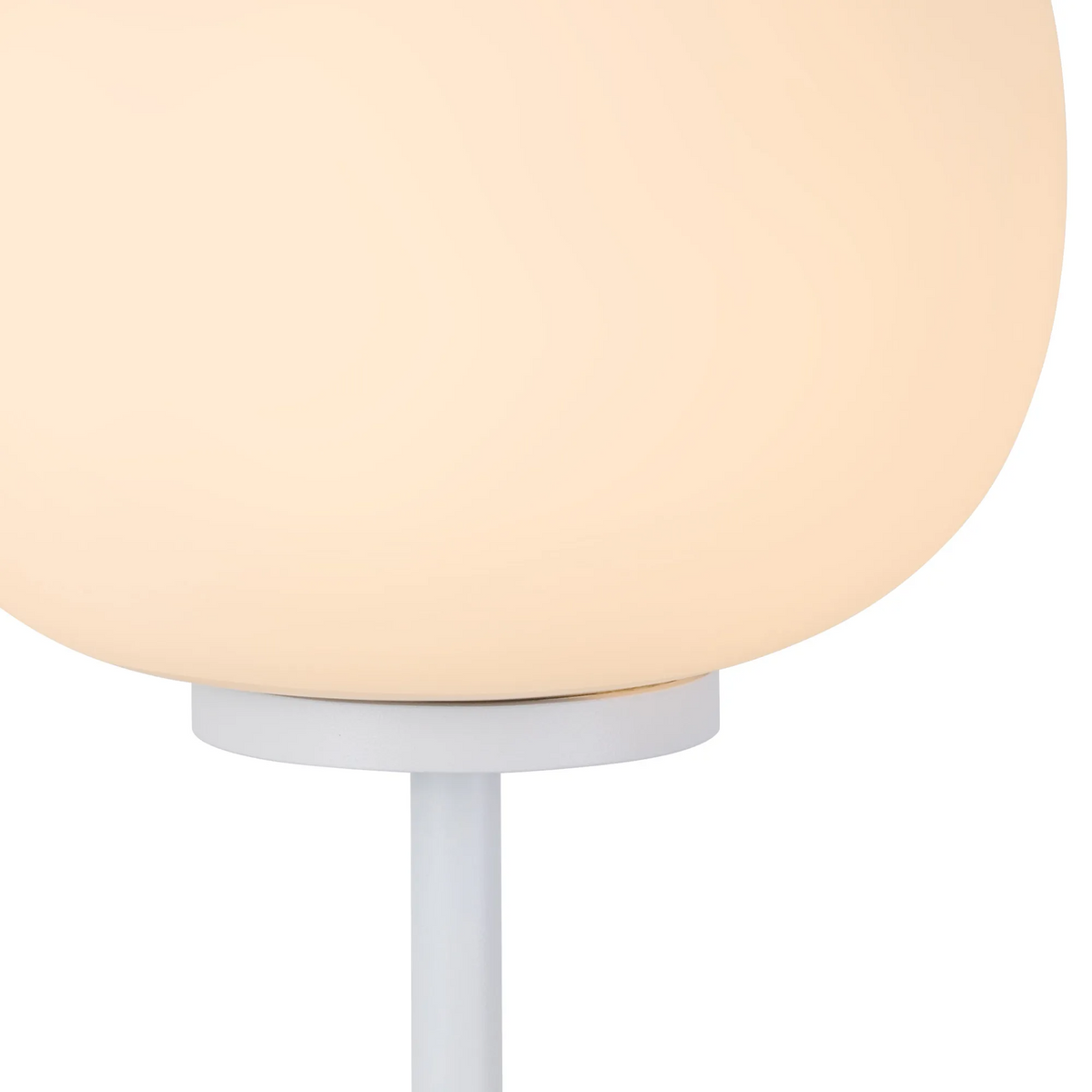 Milton Small Oval Ball Tall Table Lamp in Satin White & Frosted White Shade by Lumiere