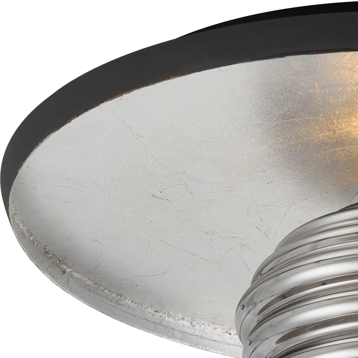 Reston Wall or Ceiling Light in Anthracite and Silver Leaf with Smoked Rippled Glass Shade