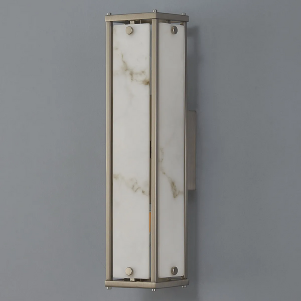 Scarva IP44 400mm Rectangular Wall Light in Satin Nickel with Grey Faux Alabaster