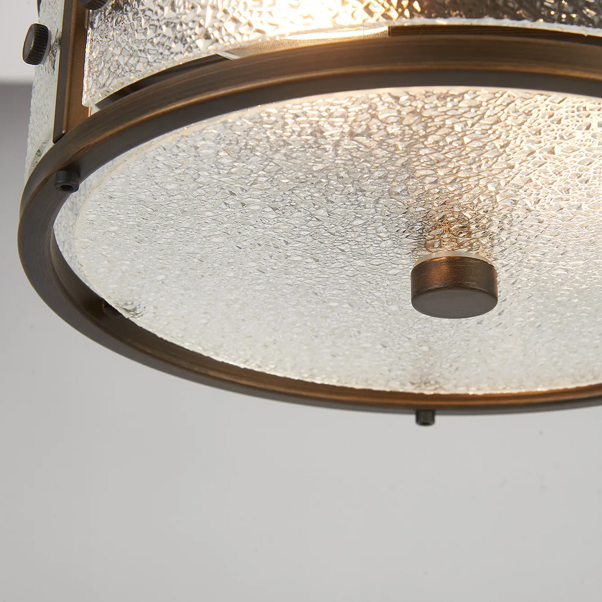 Scarva IP44 250mm Round Ceiling Light in Bronze with Clear Diamond Glass