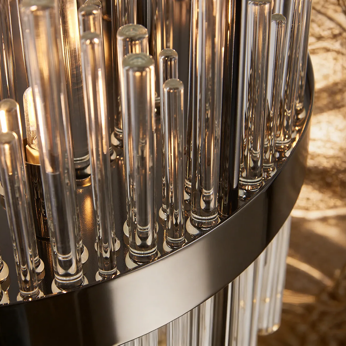 Eckington Floor Lamp in Black Chrome with Clear Glass Rods