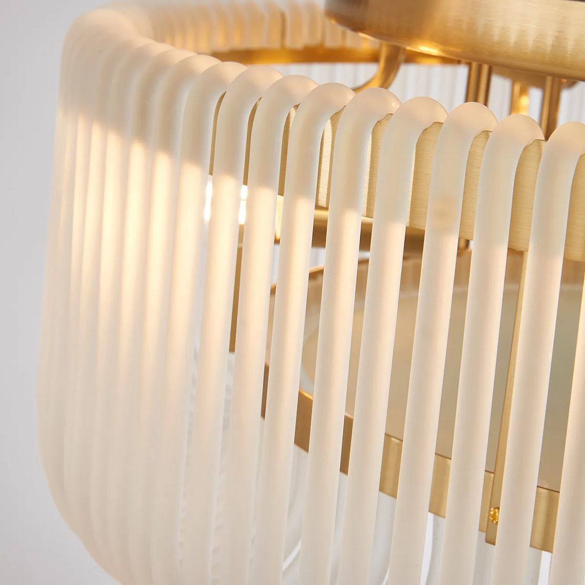 Jevington 600mm Flush Ceiling Light in Brass with Frosted Glass