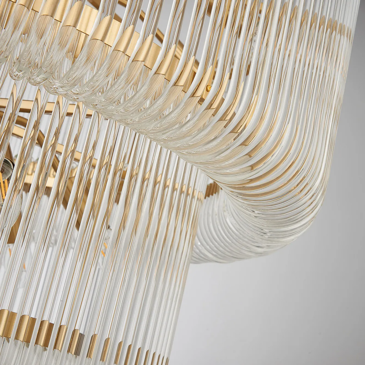 Jevington 780mm Two Tier Pendant or Semi Flush in Brass with Clear Glass