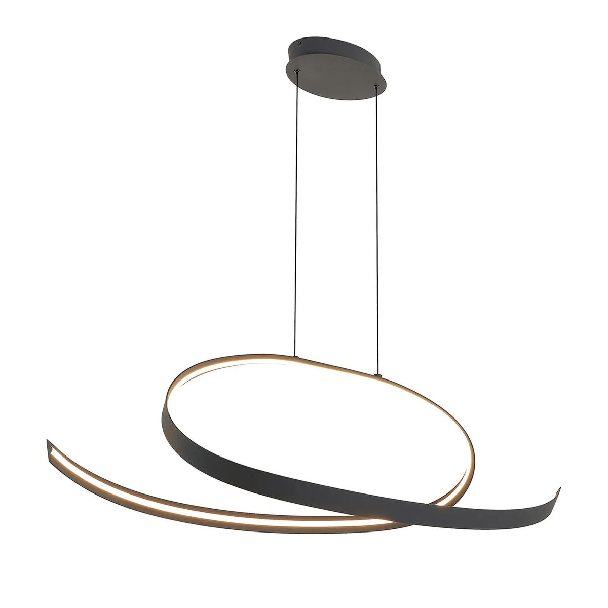 Amble Loop Dimmable LED Linear Pendant in Dark Grey