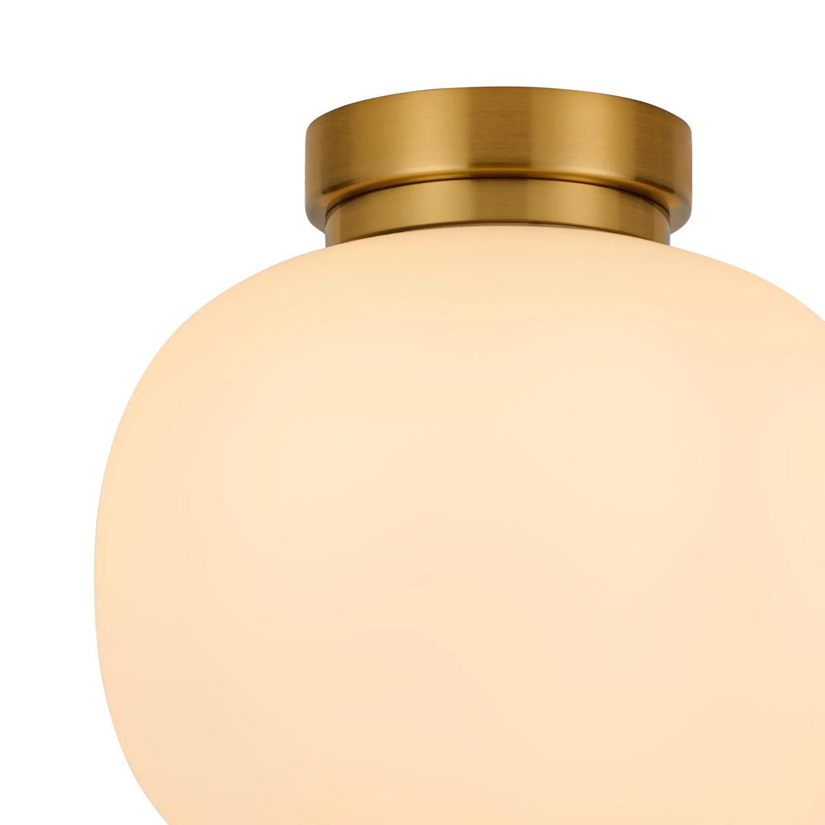 Lumiere Milton Small Oval Ball Flush Ceiling Light in Aged Brass & Frosted White Shade