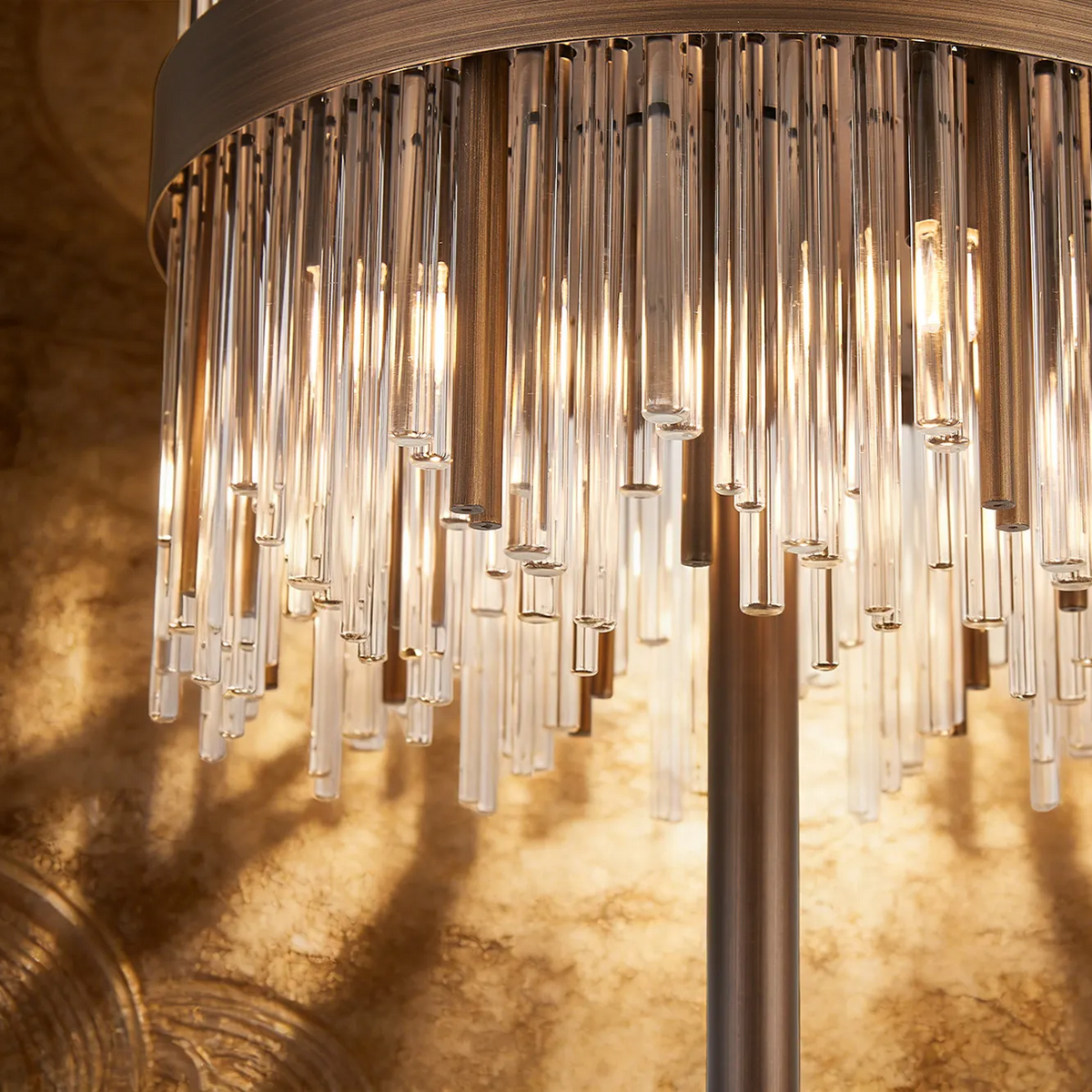 Eckington Floor Lamp in Matt Bronze with Clear Glass Rods