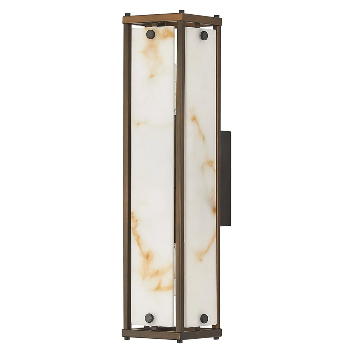 Scarva IP44 400mm Rectangular Wall Light in Bronze with Brown Faux Alabaster