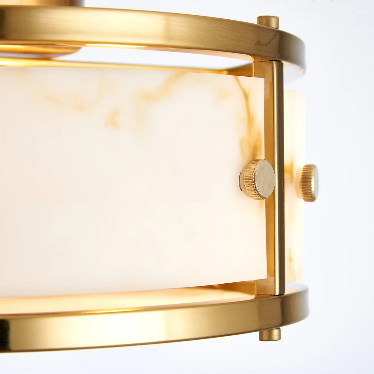 Scarva IP44 250mm Round Ceiling Light in Brass with Brown Faux Alabaster
