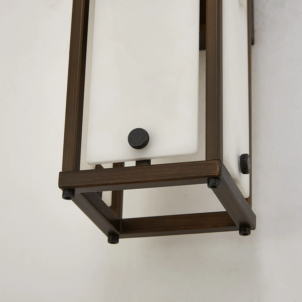 Scarva IP44 400mm Rectangular Wall Light in Bronze with Grey Faux Alabaster