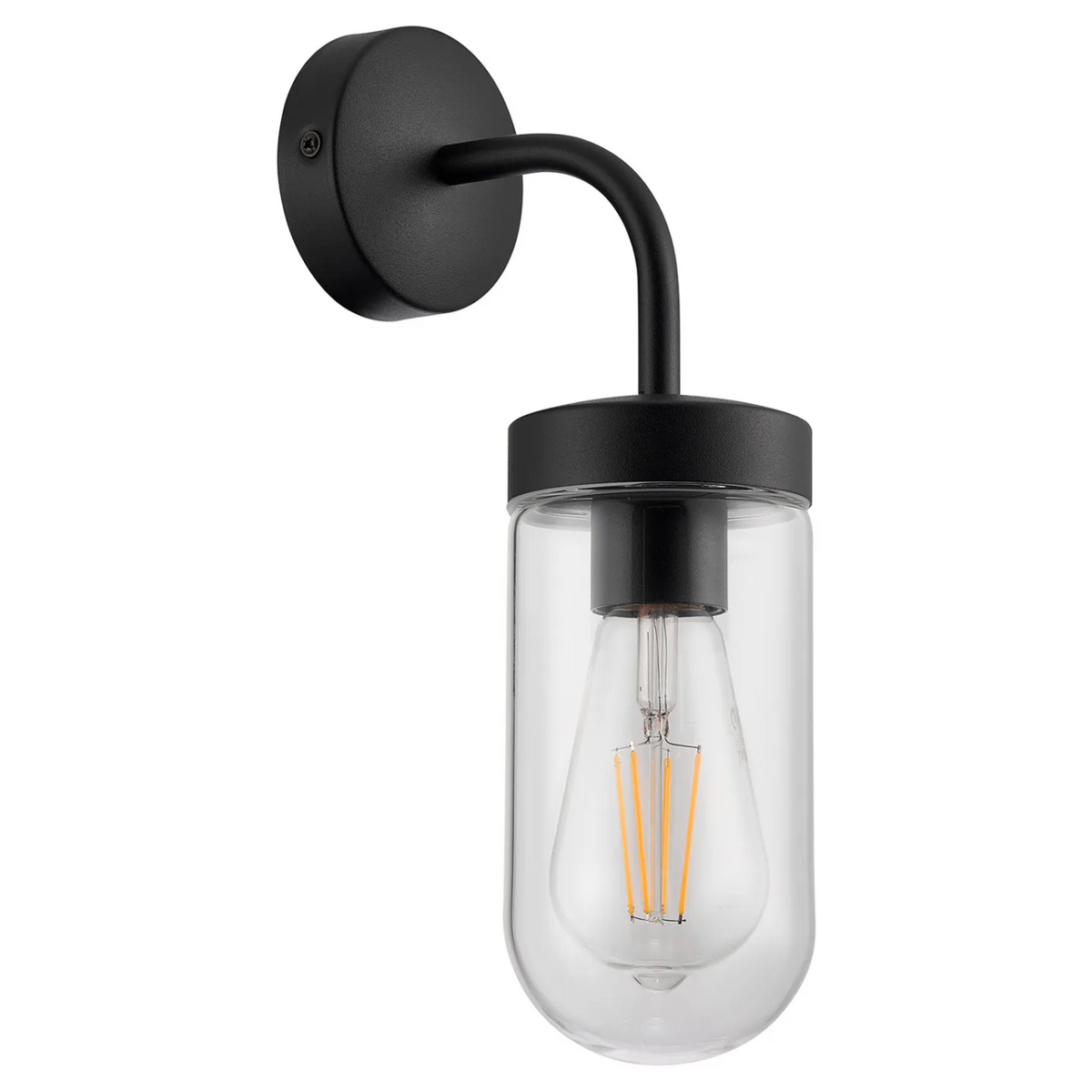 Murston IP44 Exterior Wall Light in Black with Clear Glass