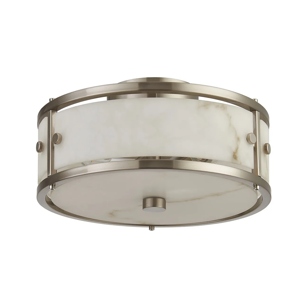 Scarva IP44 250mm Round Ceiling Light in Satin Nickel with Grey Faux Alabaster
