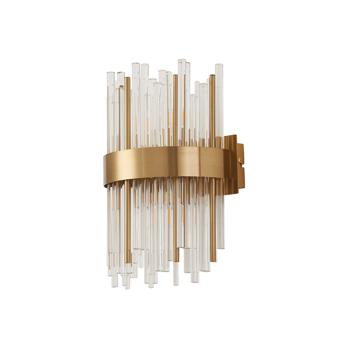 Gold and clear glass tube wall sconce