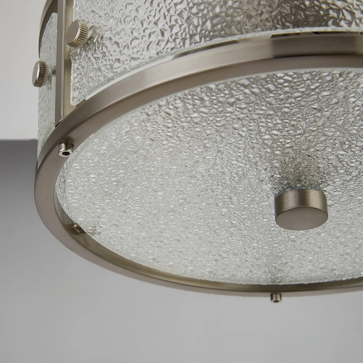 Scarva IP44 250mm Round Ceiling Light in Satin Nickel with Clear Diamond Glass