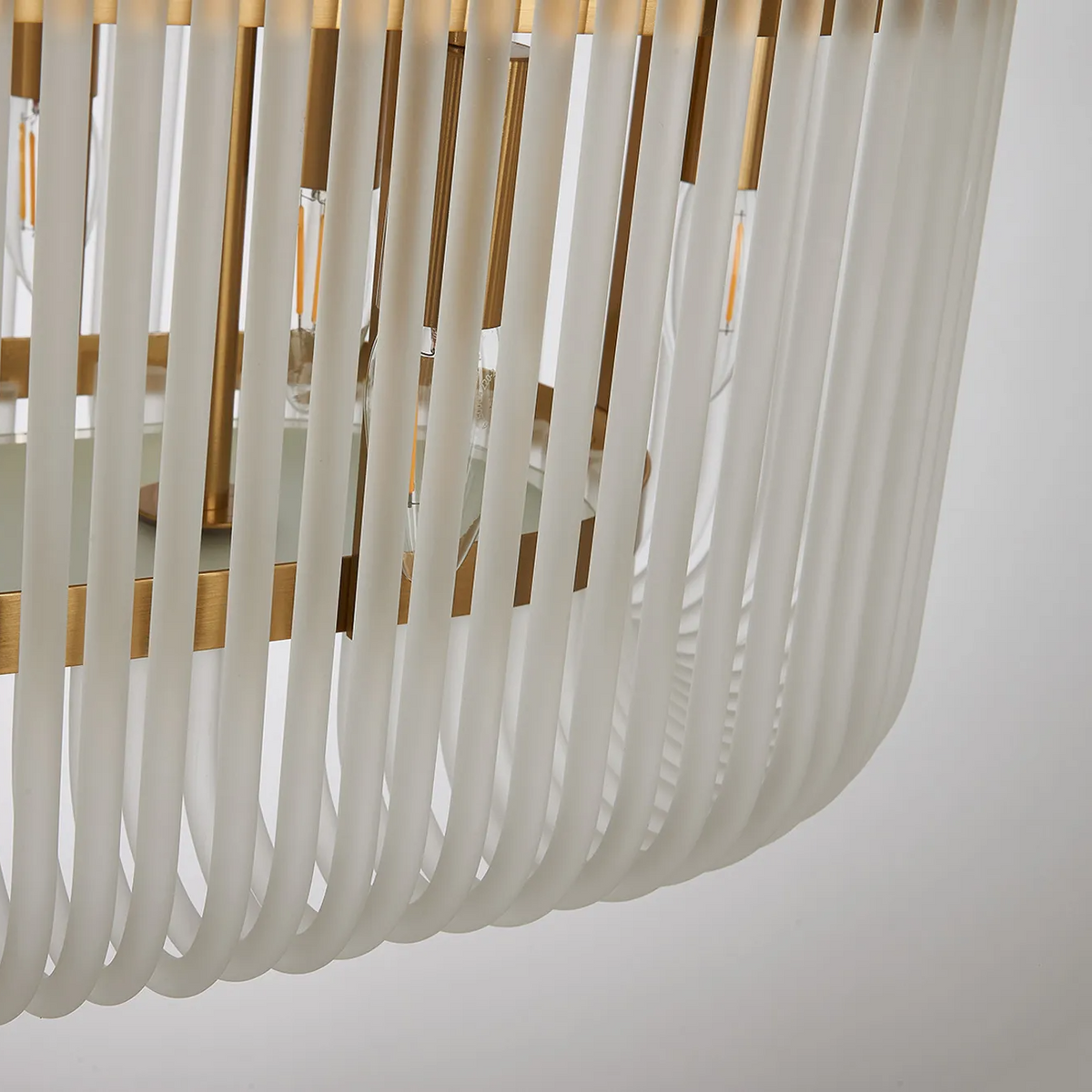 Jevington 1000mm Linear Pendant in Brass with Frosted Glass