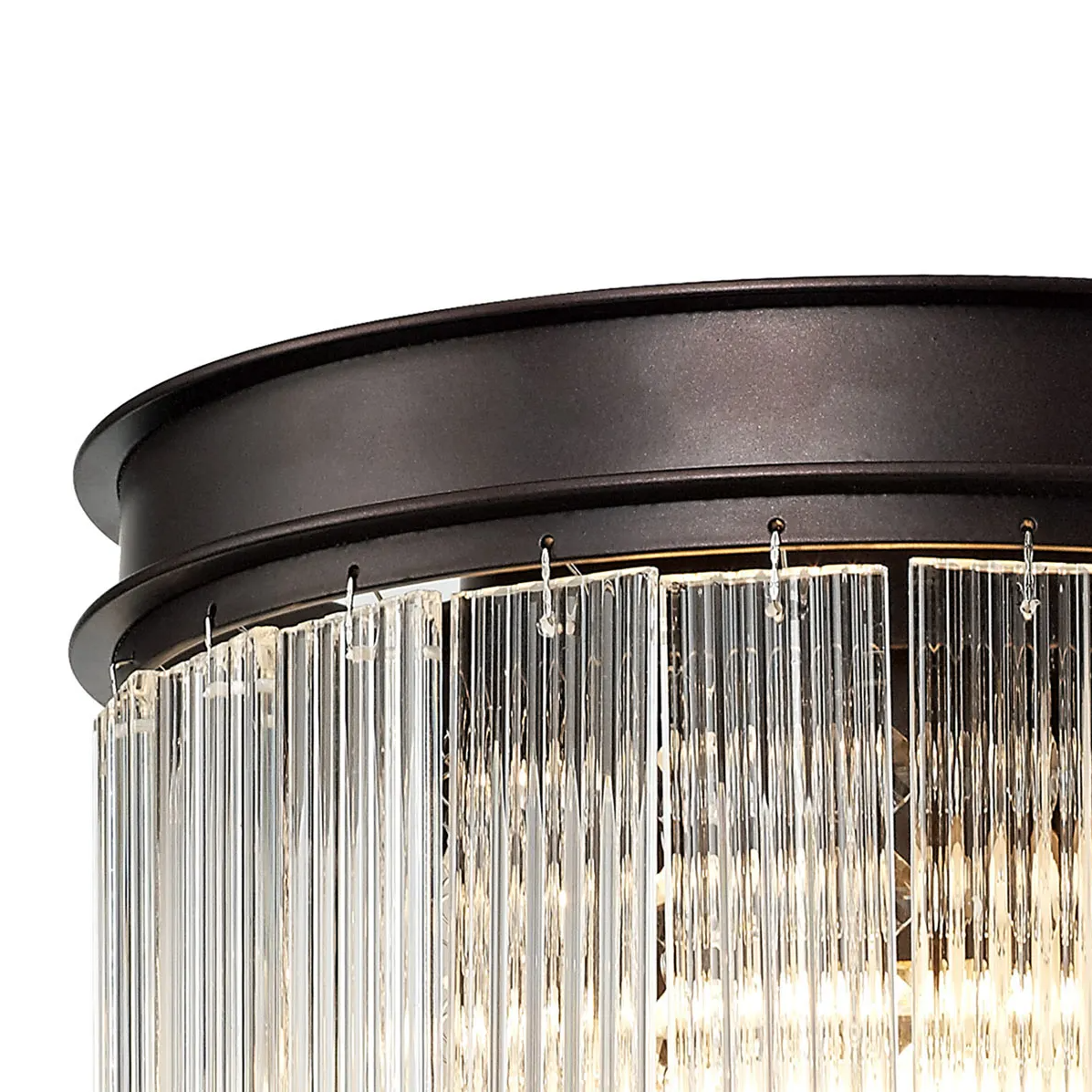Beesands Wall Light in Brown Oxide with Clear Fluted Glass and Crystals