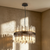 Eckington 400 Round Pendant in Matt Bronze with Cognac Glass Rods