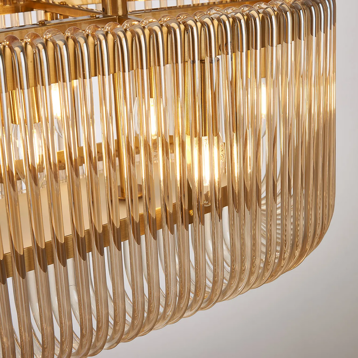 Jevington 1000mm Linear Pendant in Brass with Smoke Brown Glass