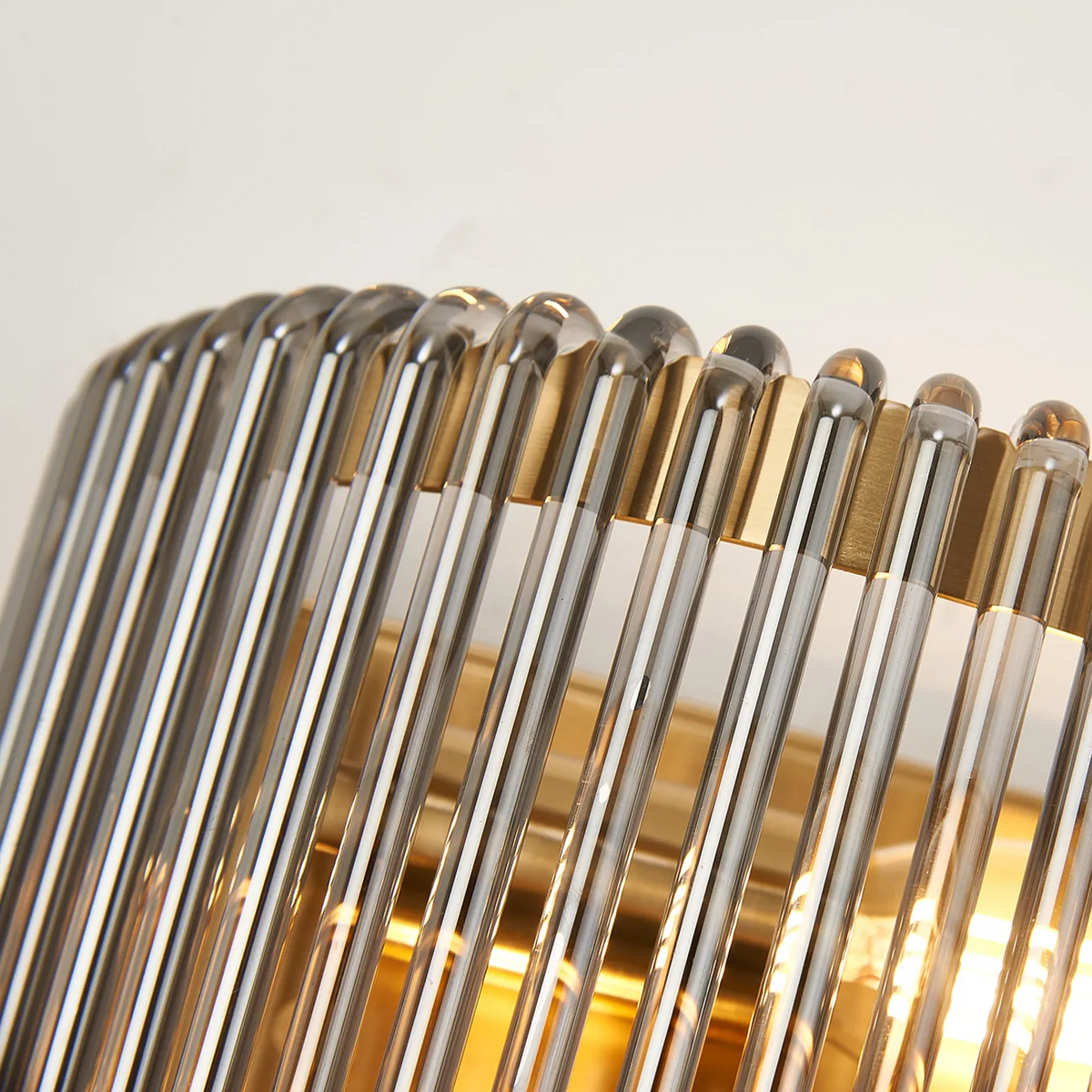 Jevington Small Wall Light in Brass with Smoked Glass