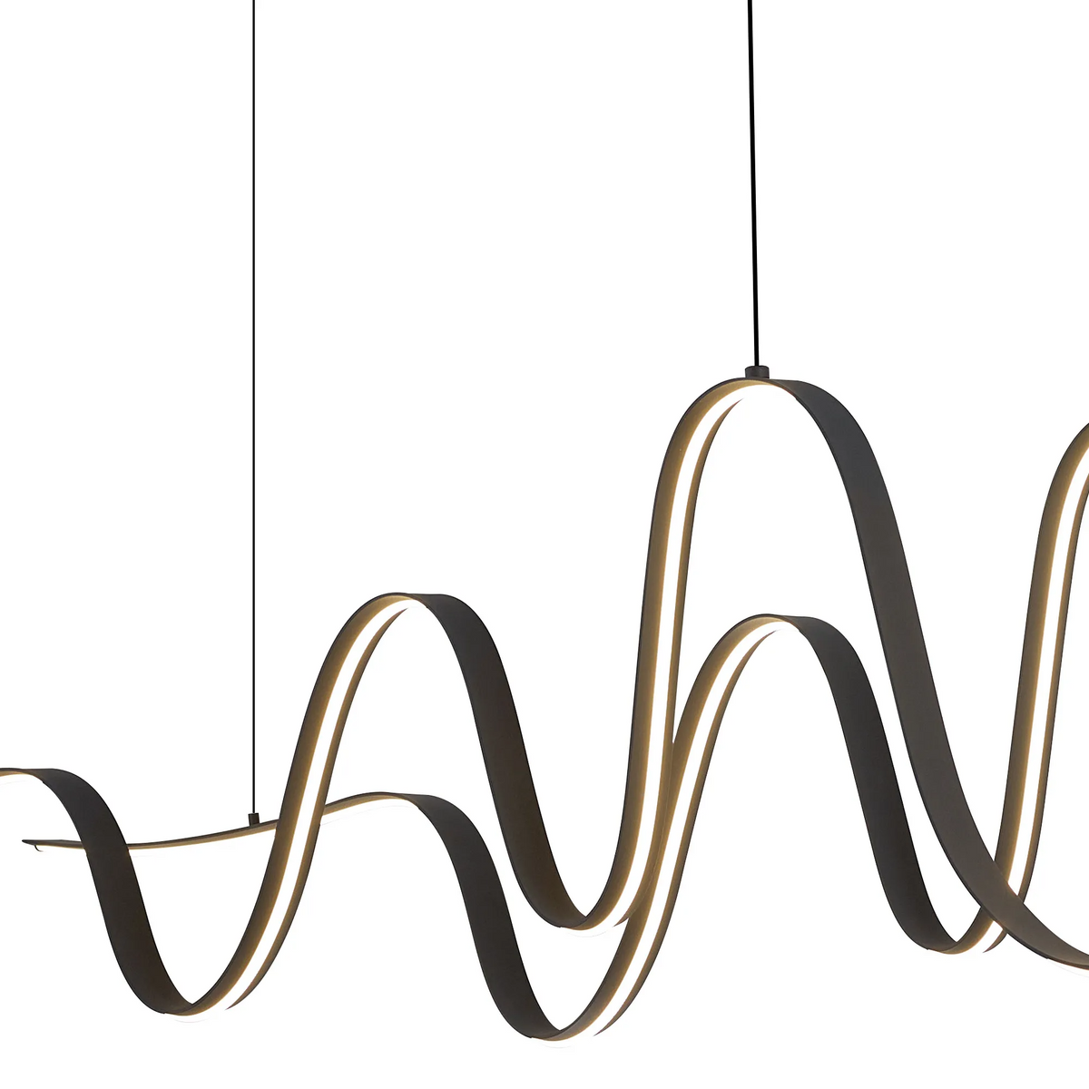 Amble Double Wave Dimmable LED Linear Pendant in Dark Grey