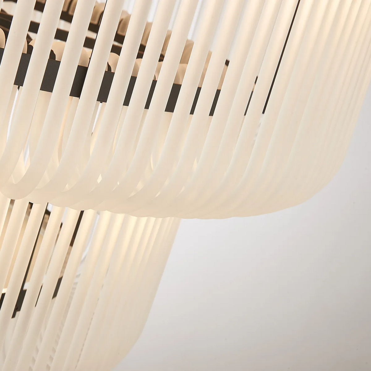 Jevington 1000mm Three Tier Pendant or Semi Flush in Black with Frosted Glass