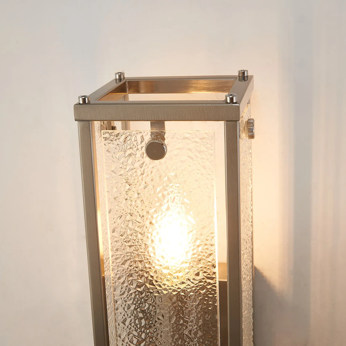 Scarva IP44 400mm Rectangular Wall Light in Satin Nickel with Clear Diamond Glass