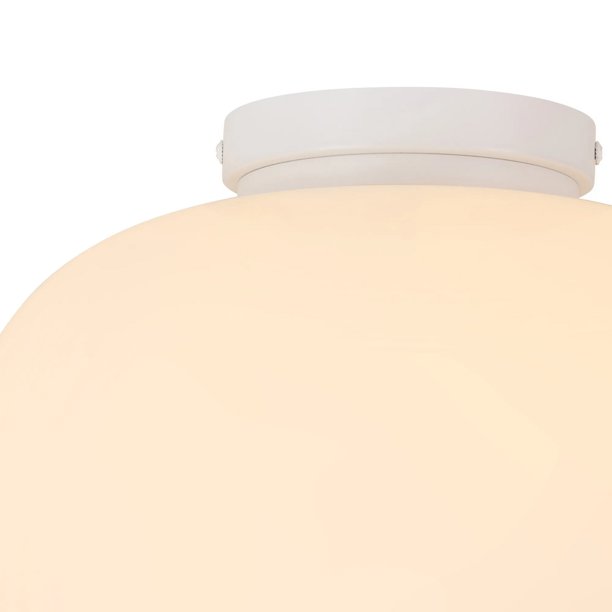 Lumiere Milton Medium Oval Ball Flush Ceiling Light in Satin White & Frosted White Shade