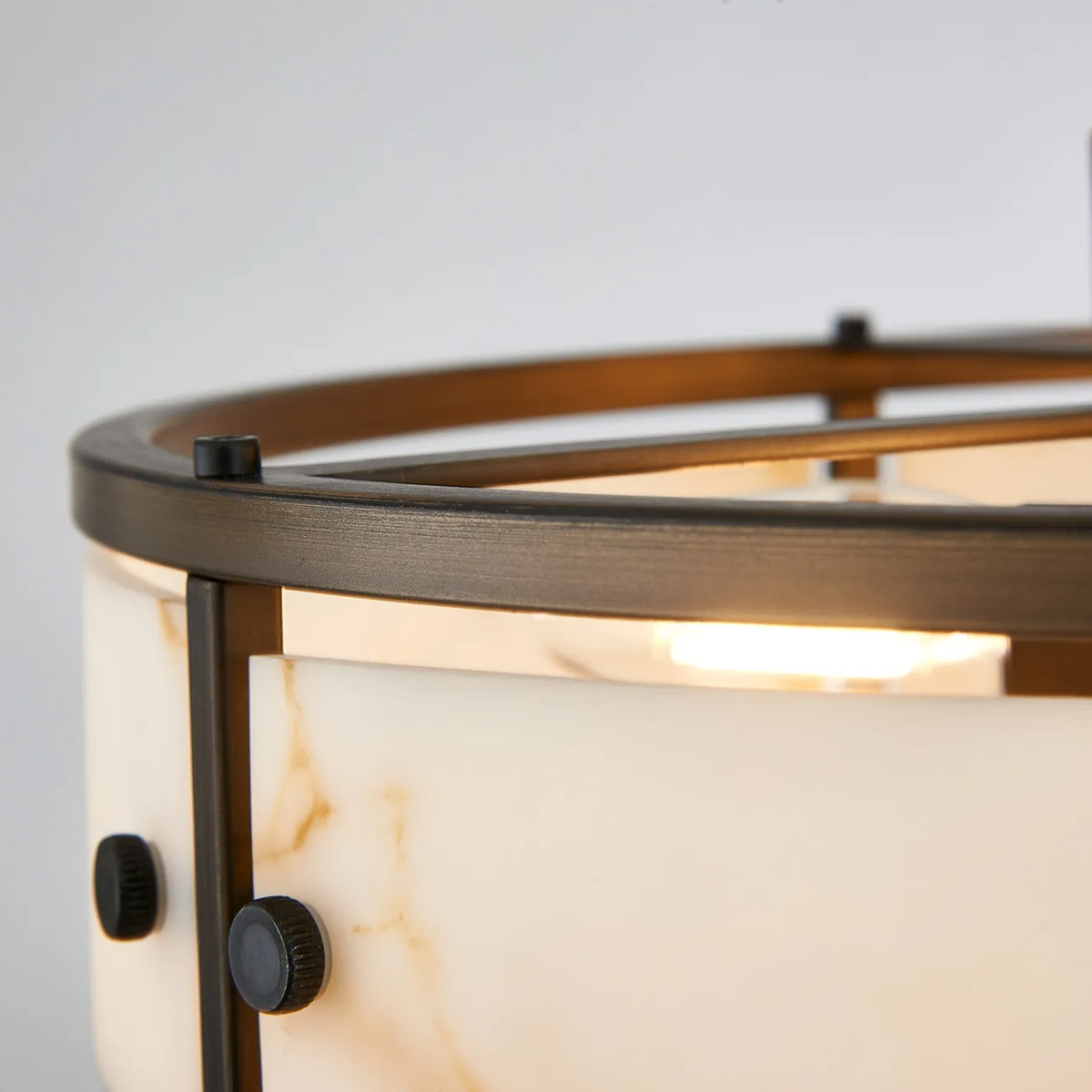 Scarva IP44 400mm Round Ceiling Light in Bronze with Brown Faux Alabaster