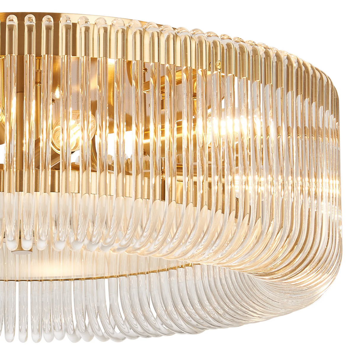 Jevington 600mm Flush Ceiling Light in Brass with Clear Glass