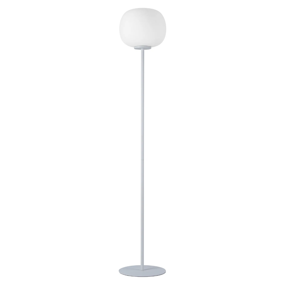Milton Medium Oval Ball Floor Lamp in Satin White & Frosted White Shade