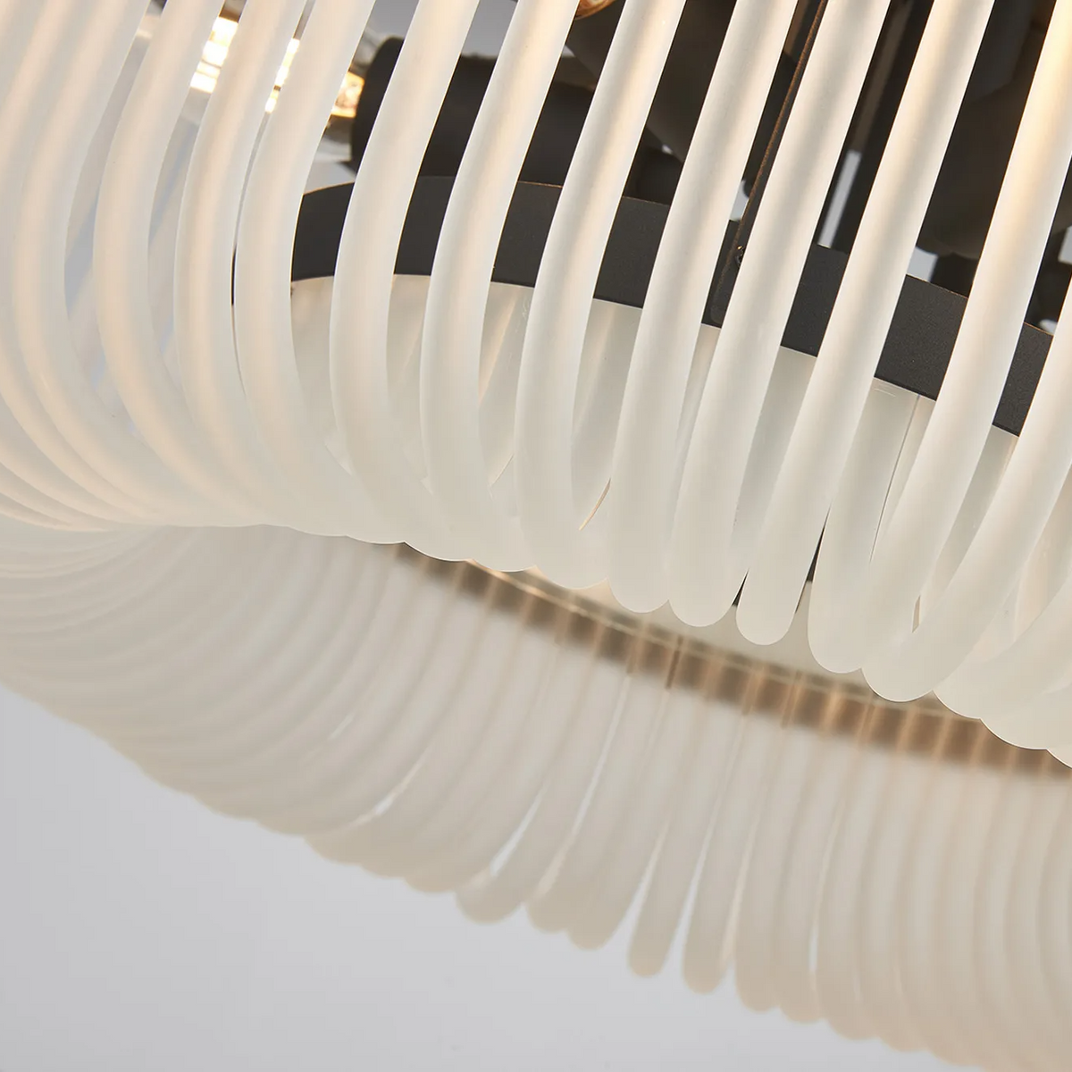 Jevington 400mm Flush Ceiling Light in Black with Frosted Glass