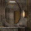 Beeley IP54 Wall Light in Matt Bronze with Ribbed Glass Shade
