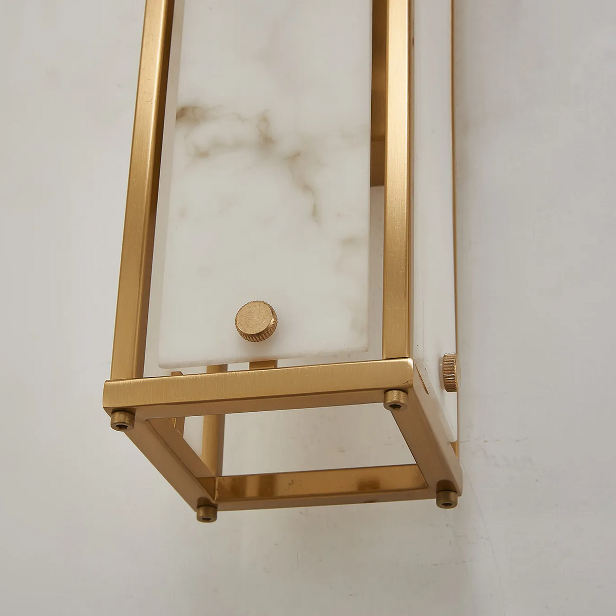 Scarva IP44 400mm Rectangular Wall Light in Brass with Grey Faux Alabaster