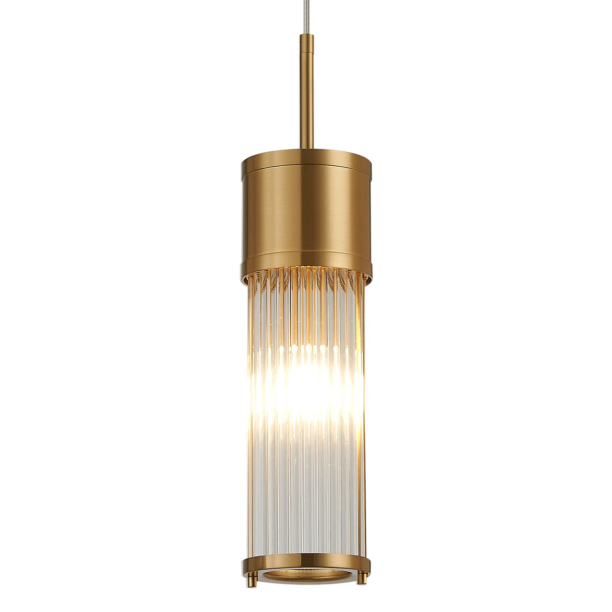 Tansley E14 IP44 Single Drop Pendant in Gold with Clear Glass Rods
