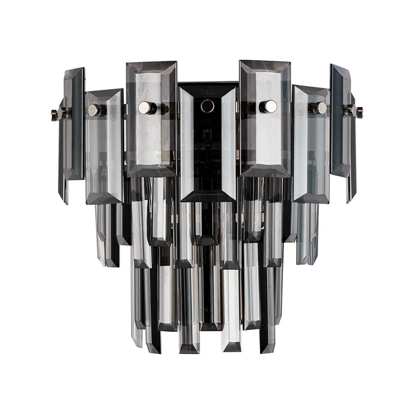 Velator Wall Light in Polished Nickel with Smoked Crystal Glass