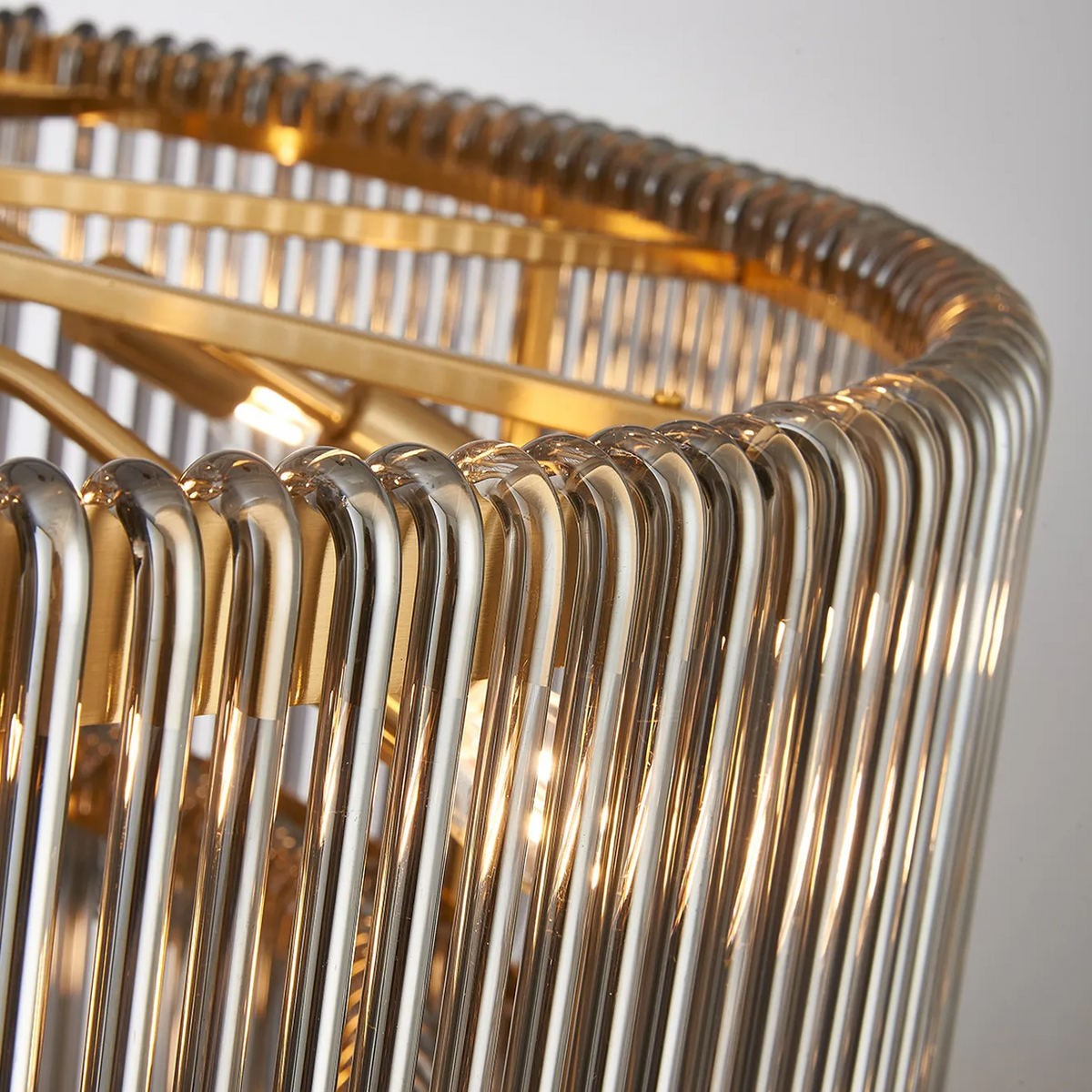Jevington 780mm Two Tier Pendant or Semi Flush in Brass with Smoked Glass