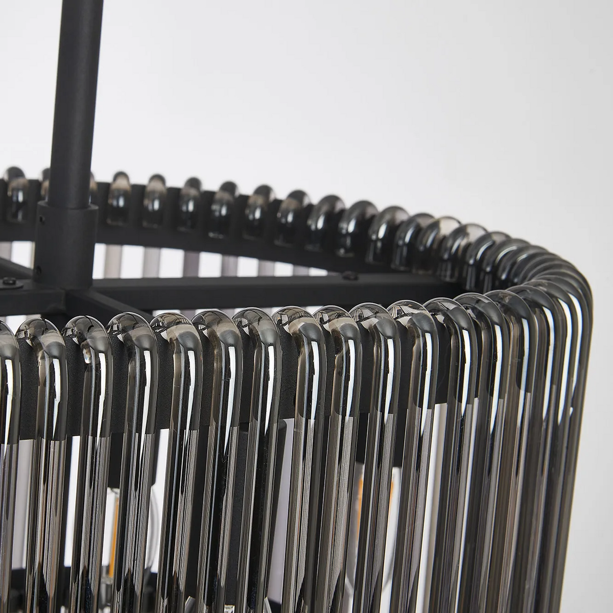 Jevington 1000mm Linear Pendant in Black with Smoked Glass