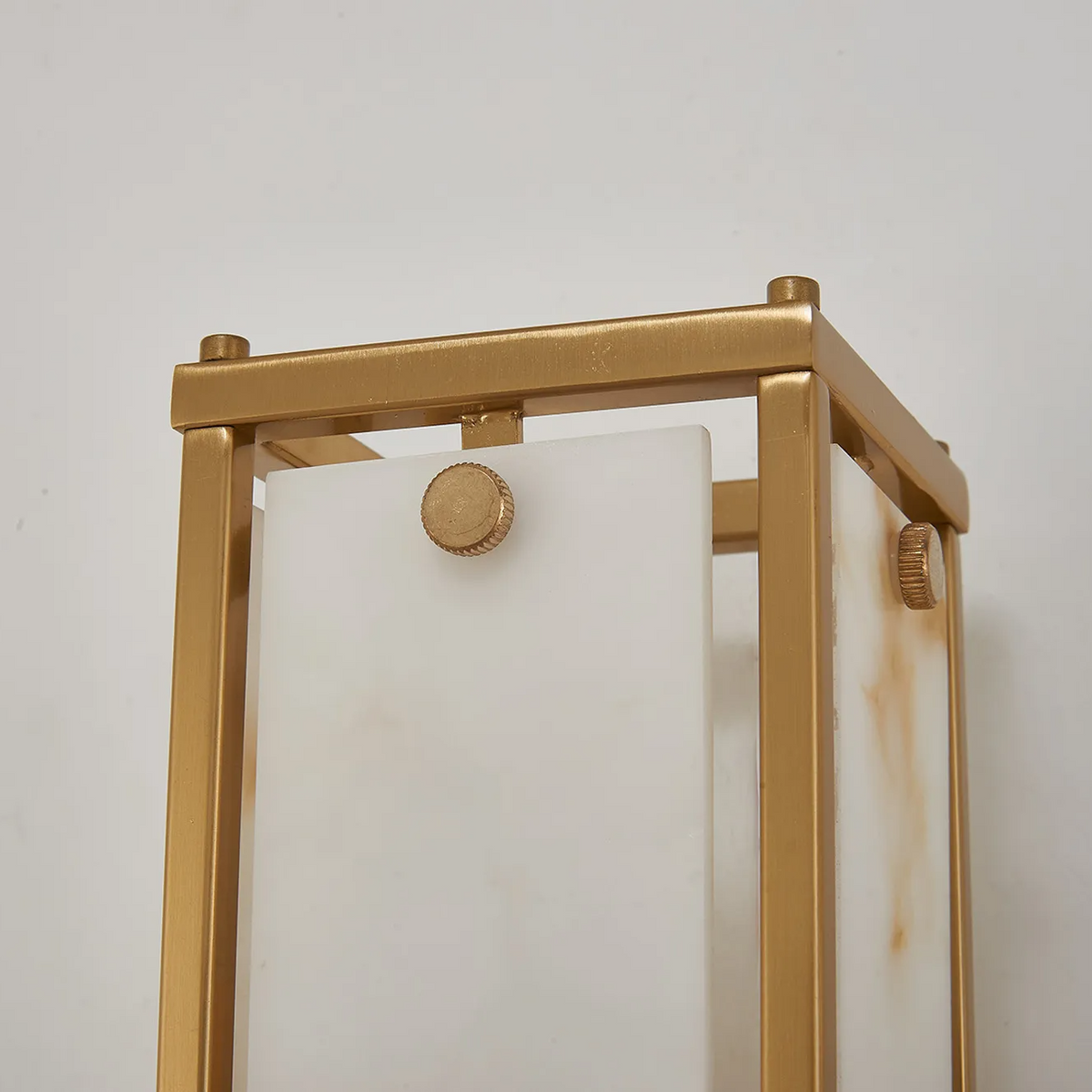 Scarva IP44 400mm Rectangular Wall Light in Brass with Brown Faux Alabaster