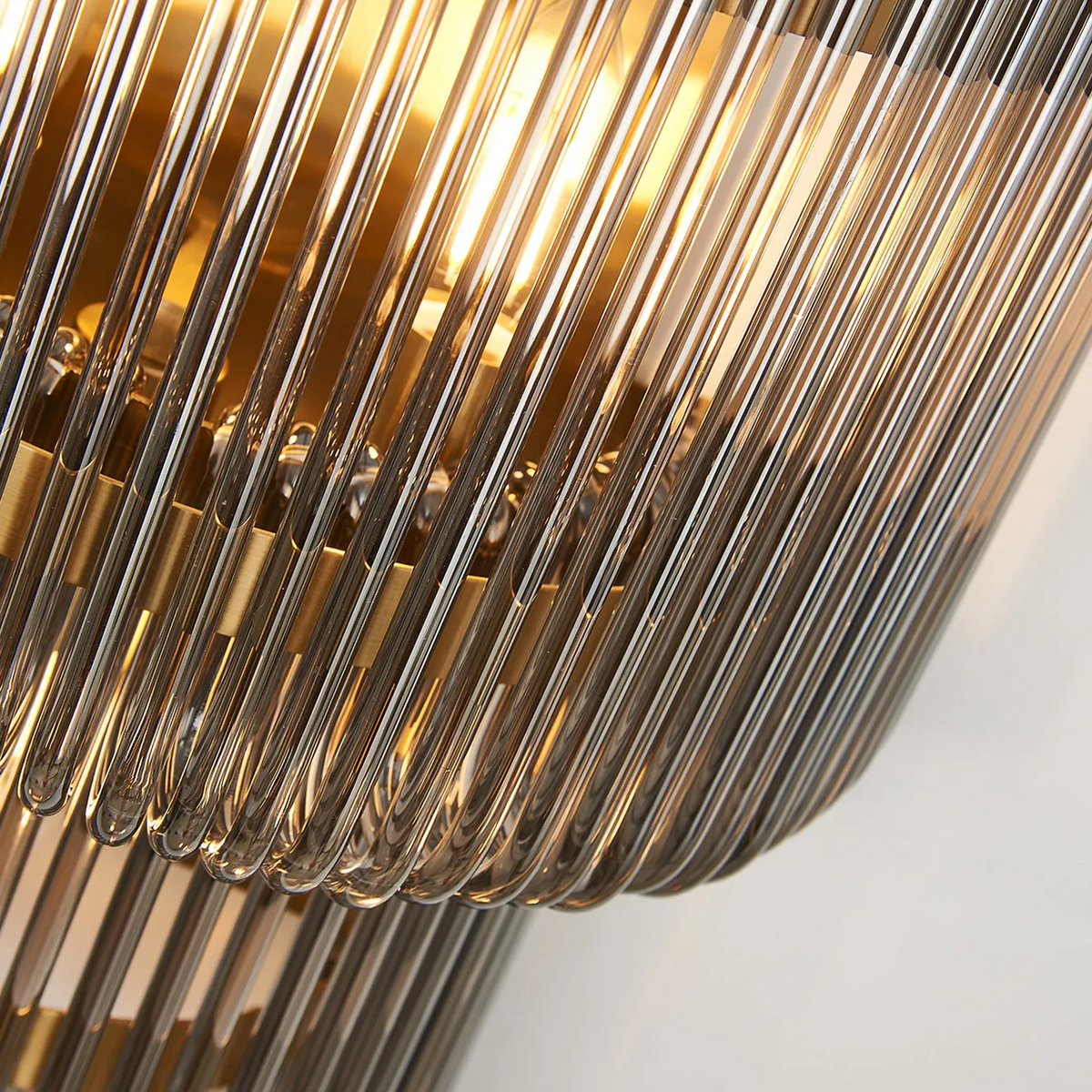 Jevington Large Two Tier Wall Light in Brass with Smoked Glass