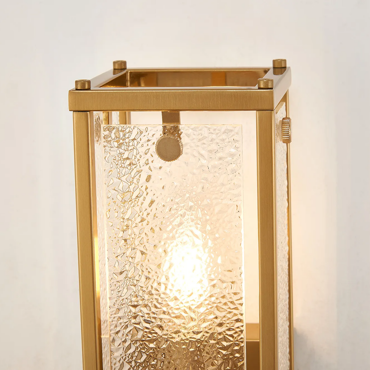 Scarva IP44 400mm Rectangular Wall Light in Brass with Clear Diamond Glass