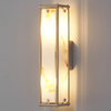 Scarva IP44 400mm Rectangular Wall Light in Satin Nickel with Brown Faux Alabaster