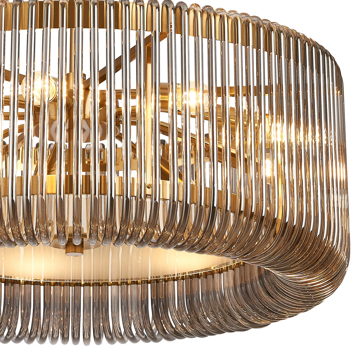 Jevington 600mm Pendant or Semi Flush in Brass with Smoked Glass