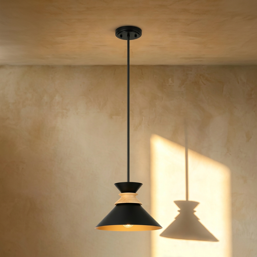 Cargan Single Drop Pendant in Satin Black