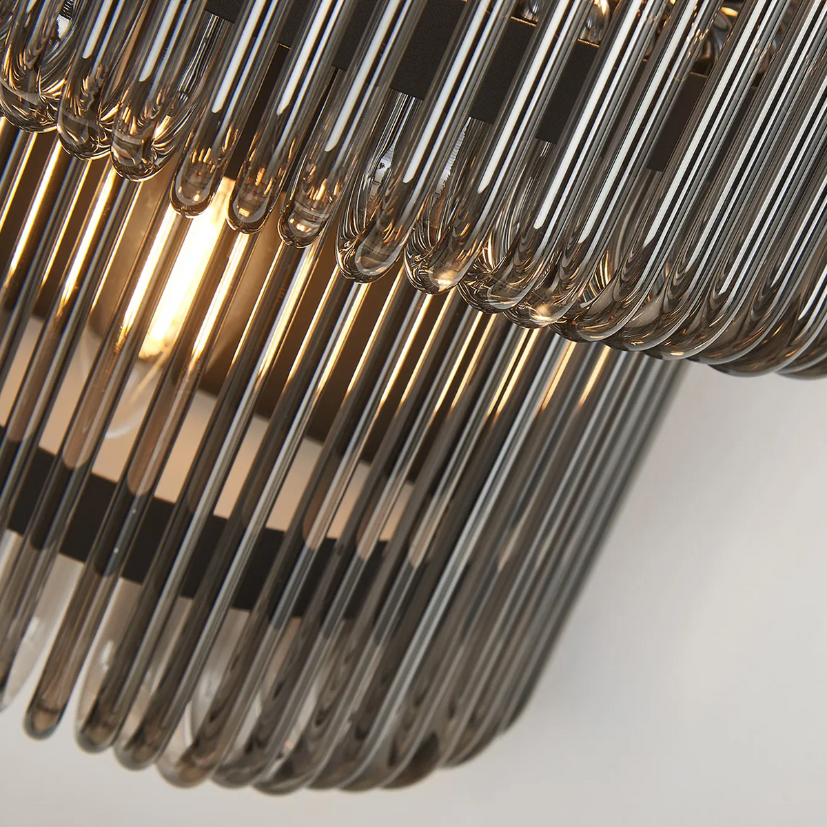 Jevington Large Two Tier Wall Light in Black with Smoked Glass