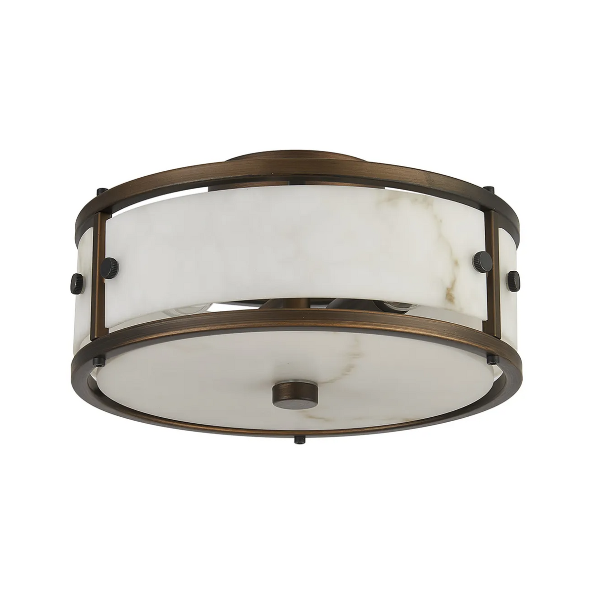 Scarva IP44 250mm Round Ceiling Light in Bronze with Grey Faux Alabaster
