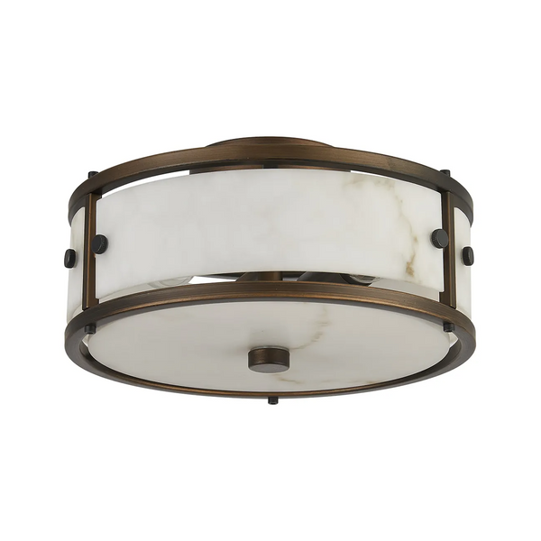 Scarva IP44 250mm Round Ceiling Light in Bronze with Grey Faux Alabaster