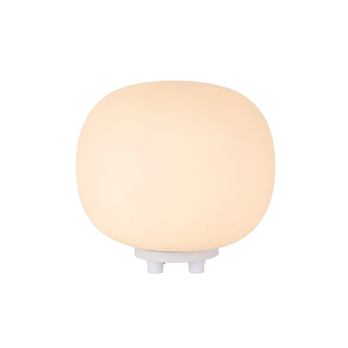 Milton Small Oval Ball Table Lamp in Satin White & Frosted White Shade