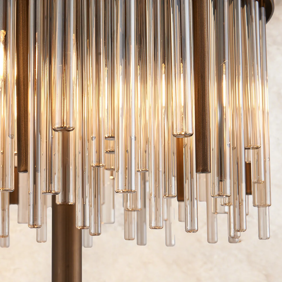 Eckington Floor Lamp in Matt Bronze with Cognac Glass Rods