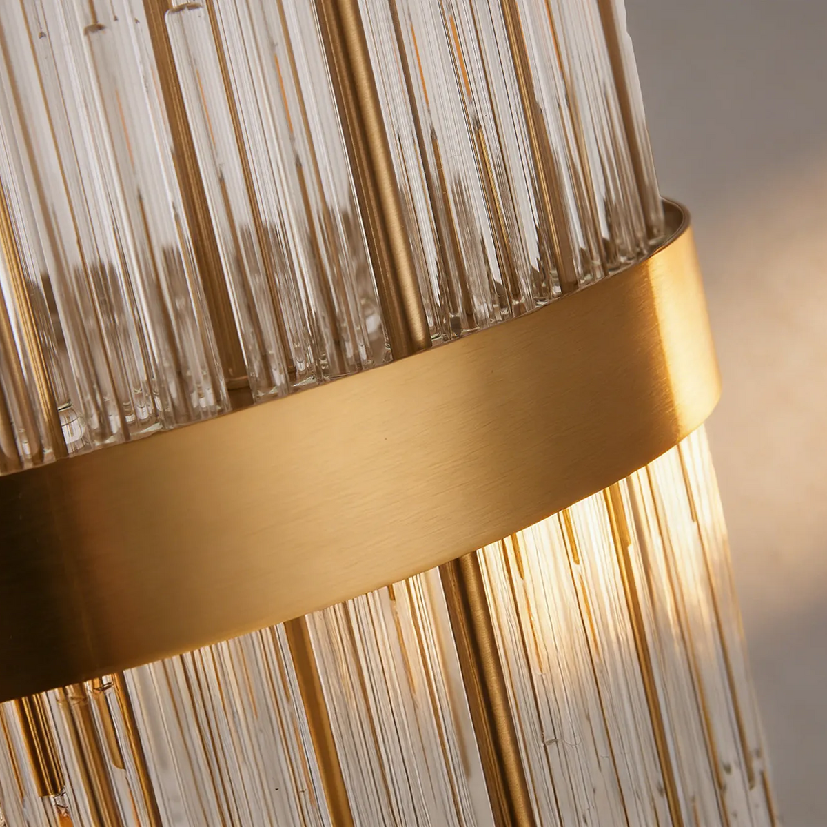 Eckington Floor Lamp in Brass with Clear Glass Rods